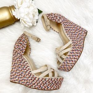 Schutz Woven Espadrille Platform Wedges Sz 8